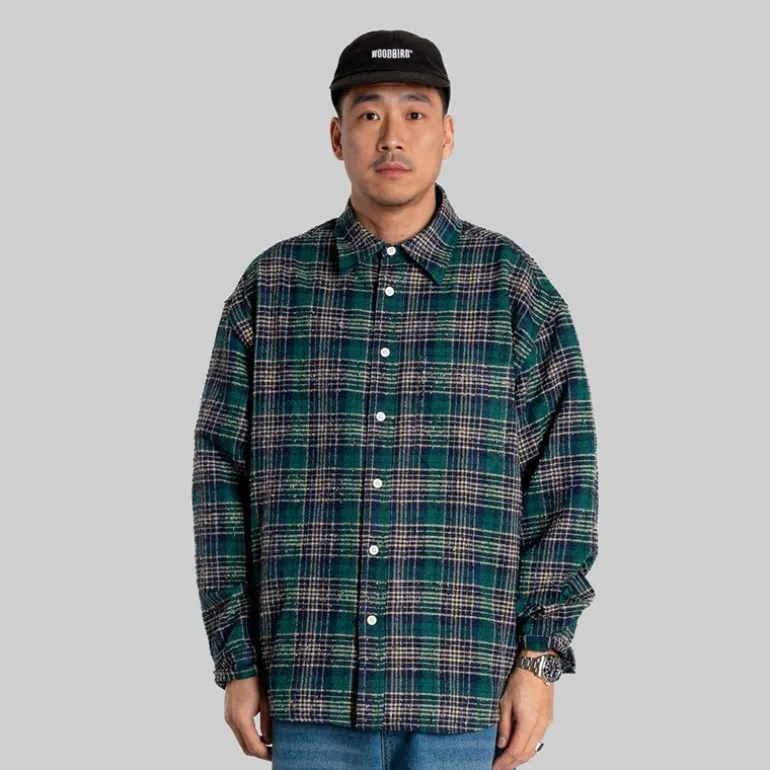 Woodbird Herren Jong Em kariertes Hemd Green Check