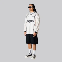 Woodbird Herren Taka Langarm Poloshirt Off White