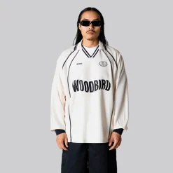Woodbird Herren Taka Langarm Poloshirt Off White