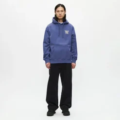 Wood Wood Herren Cass Brust Druck Hoodie Skipper Blue