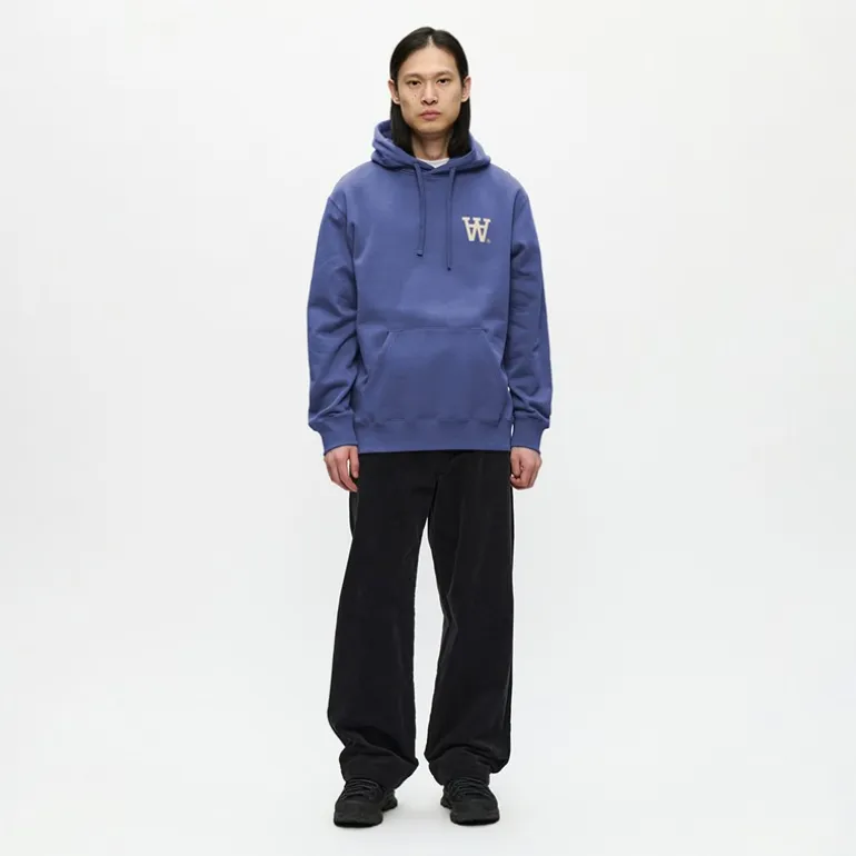 Wood Wood Herren Cass Brust Druck Hoodie Skipper Blue