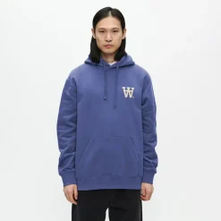 Wood Wood Herren Cass Brust Druck Hoodie Skipper Blue