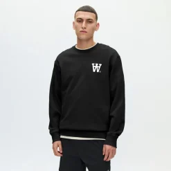 Wood Wood Herren Noel Brust Druck Sweatshirt Schwarz