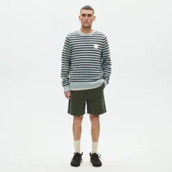 Wood Wood Herren Tay Rundhals Pullover Slate Stripe