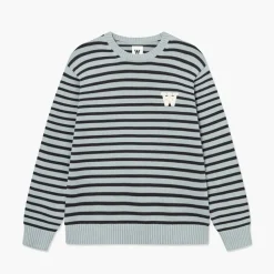 Wood Wood Herren Tay Rundhals Pullover Slate Stripe