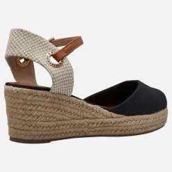 Wrangler Damen Bela Knöchelriemen Keilabsatz Sandalen Schwarz