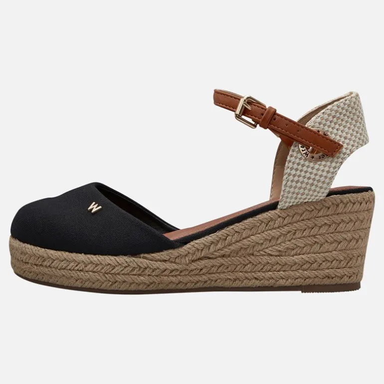 Wrangler Damen Bela Knöchelriemen Keilabsatz Sandalen Schwarz