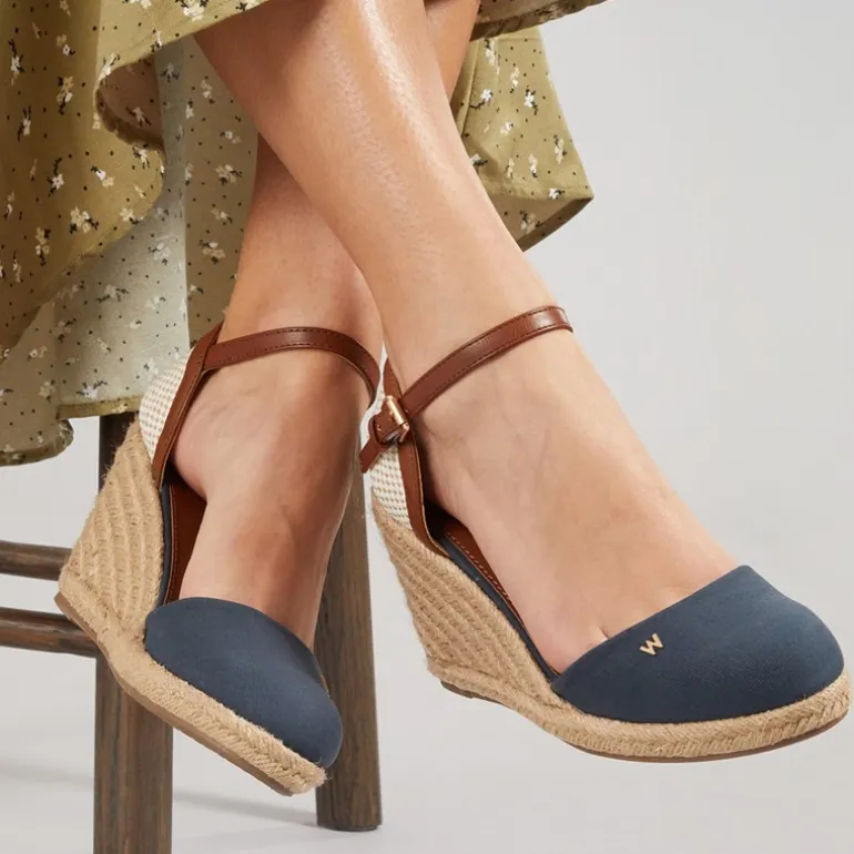 Wrangler Damen Brava Knöchel Riemen Keilabsatz Sandalen Dark Denim